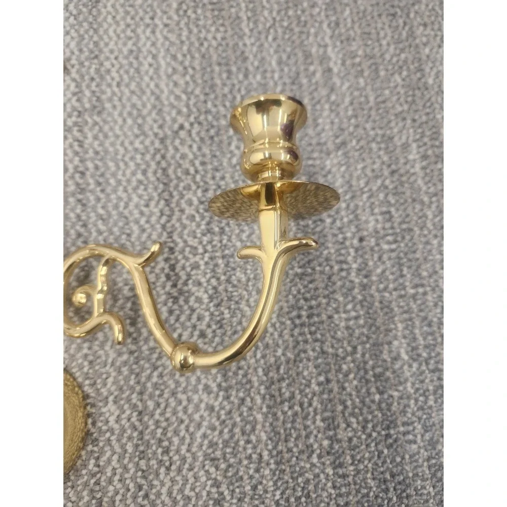 Vtg. Brass Two Arm Wall Sconce Candle Holder 12